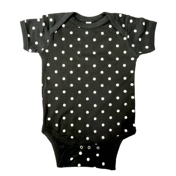 Rabbit Skins Polka Dot Bodysuit Black with White Polka Dots 24 Months - Picture 1 of 9